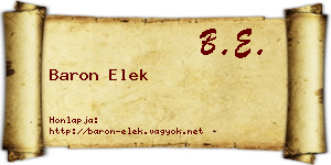 Baron Elek névjegykártya